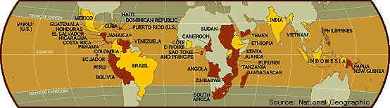 Coffee Belt Map: World Coffee Growing Regions